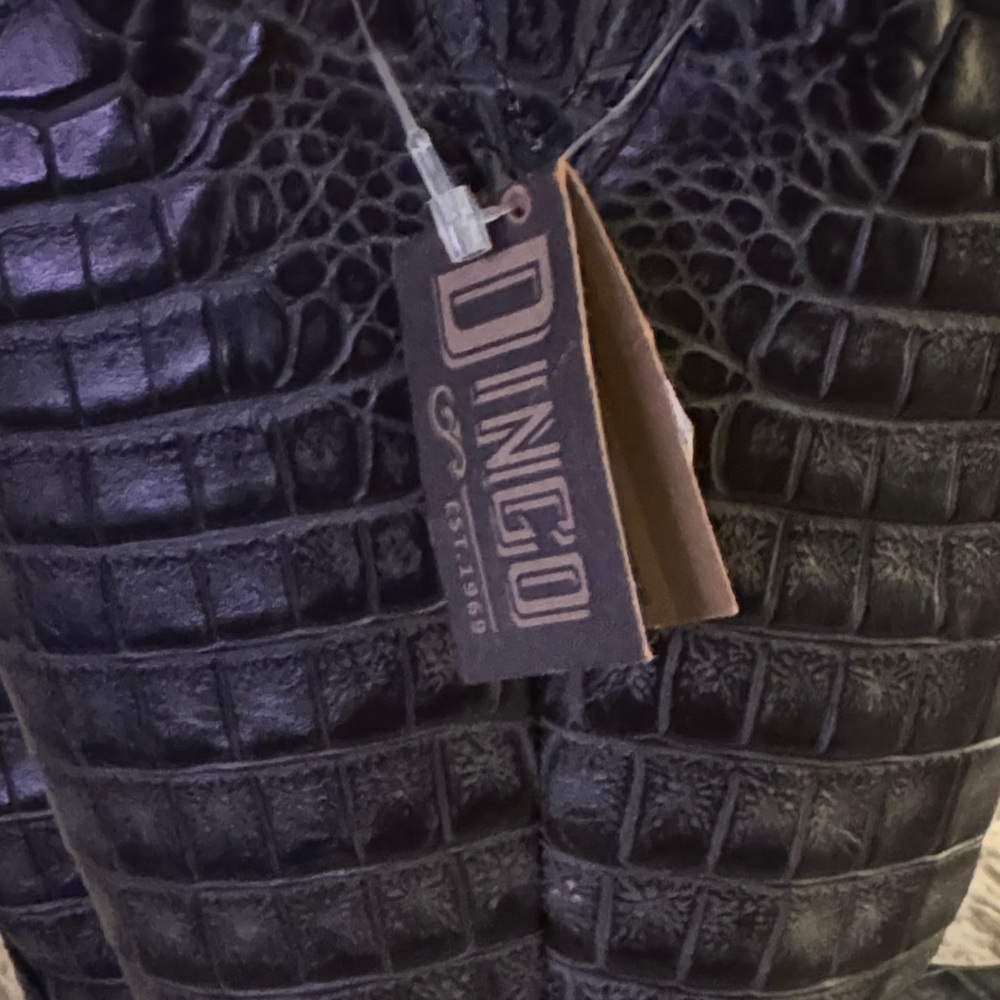 Dingo Ozzie Black Crocodile Embossed Heeled Cowboy Boots - Picture 2 of 5